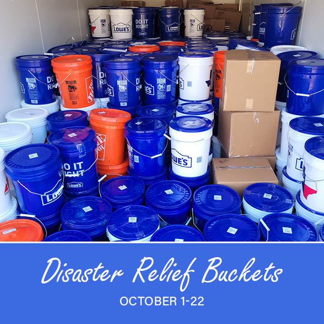 October 1-22
Join Community Committee Deacons and CWS to help those affected by natural disasters by filling a bucket with much needed supplies.
